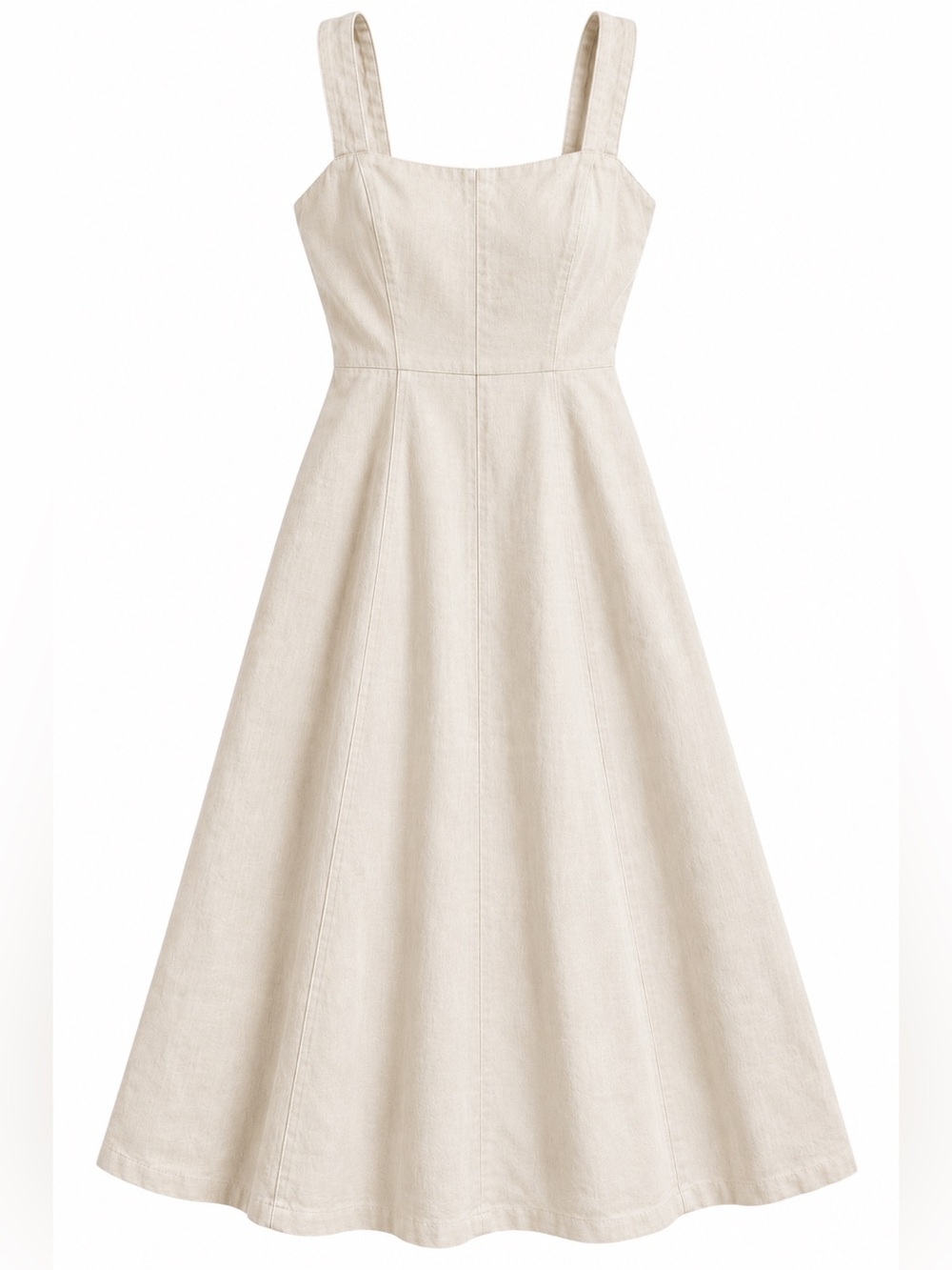 Old Navy Linen Blend A-Line Midi Dress Flax Beige Sleeveless Medium